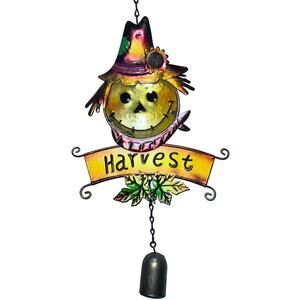 Perfect Harvest Halloween Scarecrow Pumpkin Wind Chime - 16” Excellent Condition